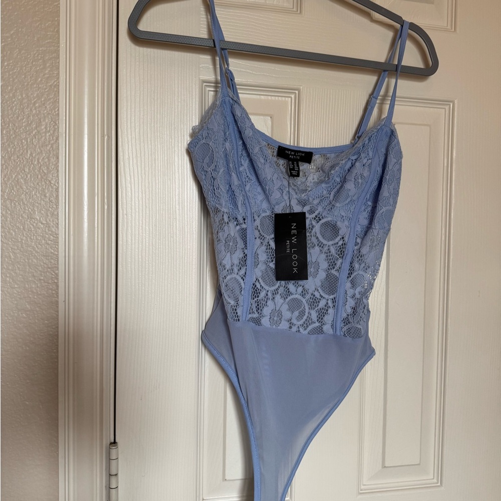 New Look Lace Bodysuit in Pale Blue